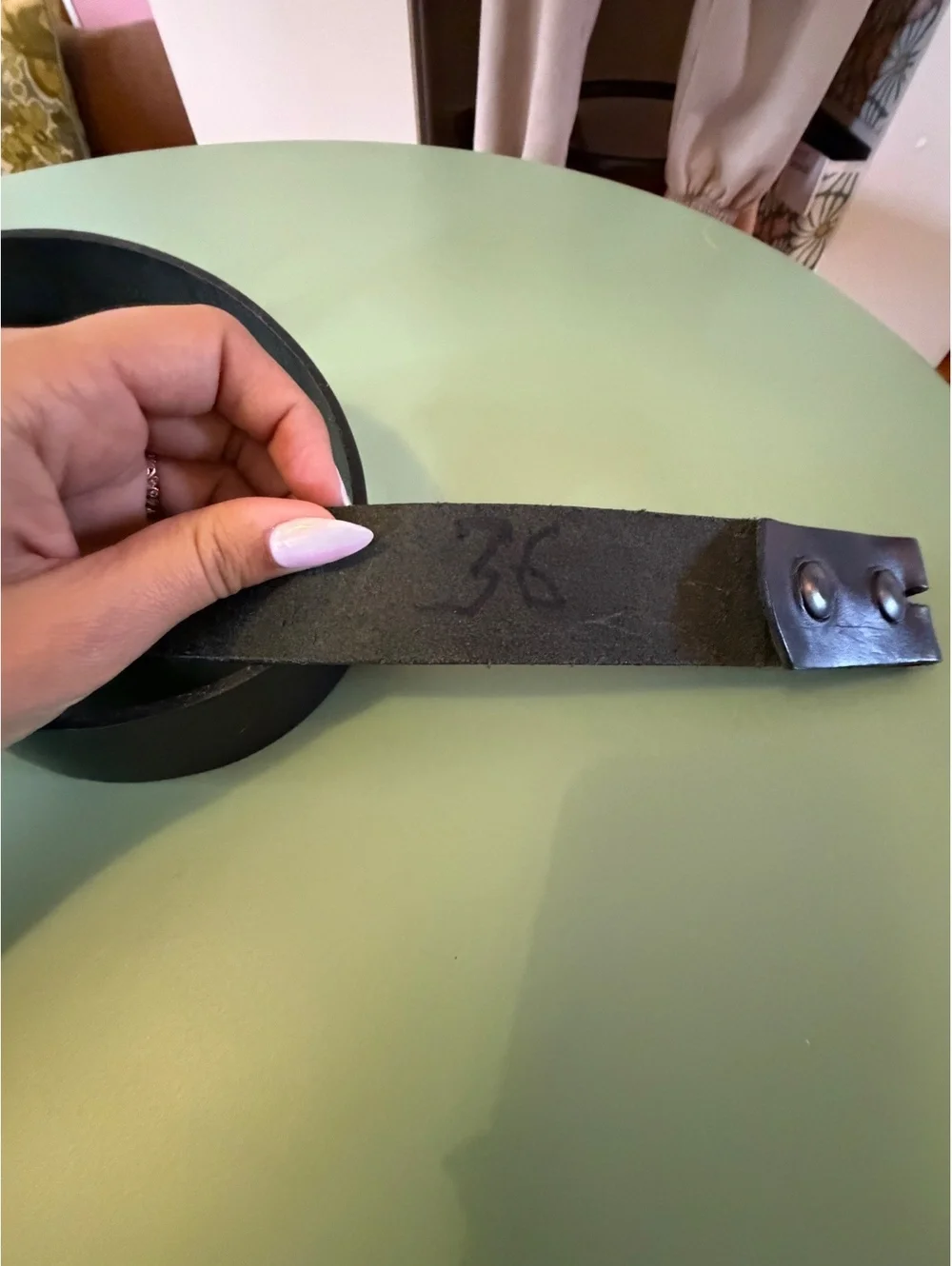 Black Leather Belt Size 36 with Snap Closure